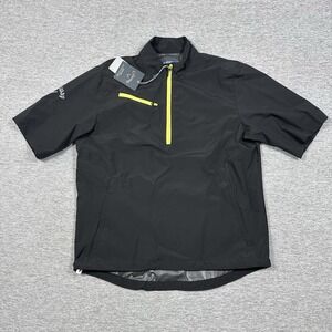 Callaway Jacket Men Medium Black Weather Series 1/4 Zip Windbreaker Short Sleeve